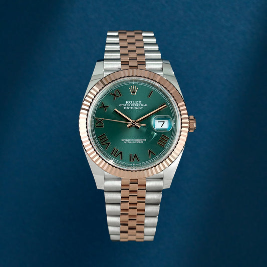 Rolex Datejust 41 Two Tone Rose Gold Green Roman Dial 126331 2026