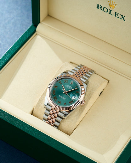 Rolex Datejust 41 Two Tone Rose Gold Green Roman Dial 126331 2026
