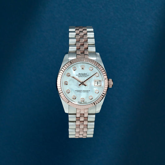 Rolex Datejust 31 Two Tone Rose Gold Mother Of Pearl Dial With Diamonds 178271 2018