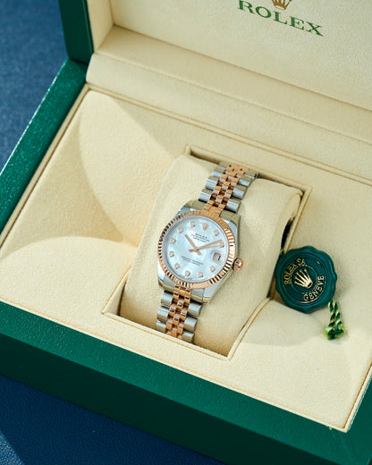 Rolex Datejust 31 Two Tone Rose Gold Mother Of Pearl Dial With Diamonds 178271 2018