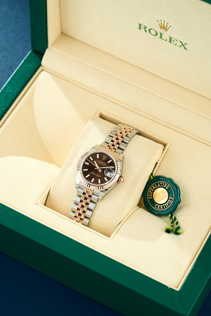 Rolex Lady Datejust 28 two Tone Rose Gold Choco Dial 279171 2021