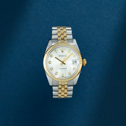 Rolex Datejust 31 Two Tone Yellow Gold White Anniversary Dial With Diamonds 178273 2012