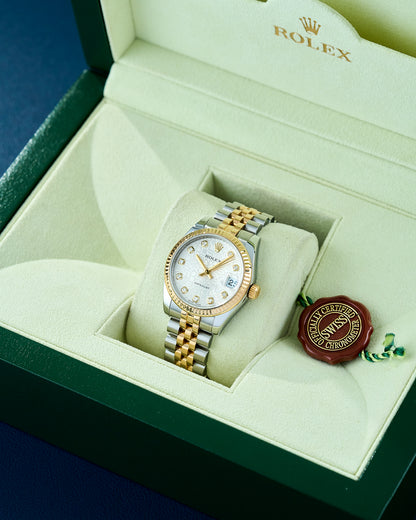 Rolex Datejust 31 Two Tone Yellow Gold White Anniversary Dial With Diamonds 178273 2012