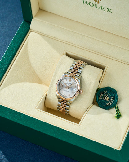Rolex Lady Datejust 28 Two Tone Rose Gold Sundust Dial With Star Diamond IX 279171 2023
