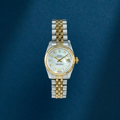 Rolex Lady Datejust 26 Two Tone Yellow Gold Mother Of Pearl With Diamonds 179173 2014