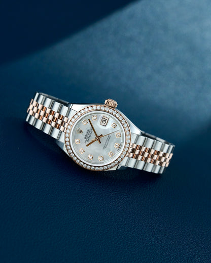 Rolex Lady Datejust 27 Two Tone Rose Gold Mother Of Pearl Dial With Diamond Markers And Bezel 279381RBR 2016
