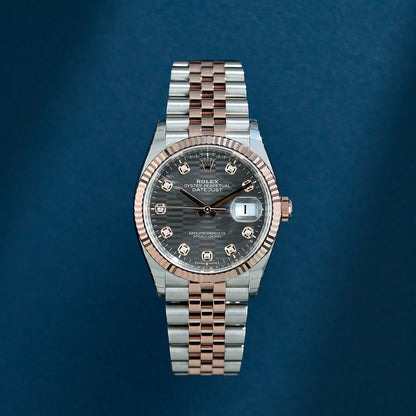 Rolex Datejust 36 Two Tone Rose Gold Rhodium Motif Dial With Diamonds 126231 2024