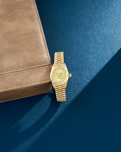 Rolex Lady Datejust 26 Full Yellow Gold Champagne Dial With Diamonds 67198 1994