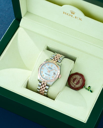Rolex Datejust 31 Two Tone Rose Gold Mother Of Pearl Roman Diamond VI And Bezel 178341 2012