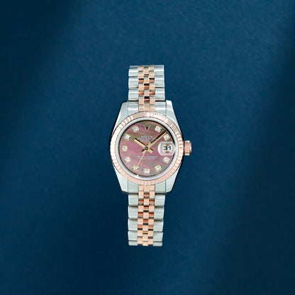 Rolex Lady Datejust 26 Two Tone Rose Gold Tahitian Mother Of Pearl Dial With Diamonds 179171 2009