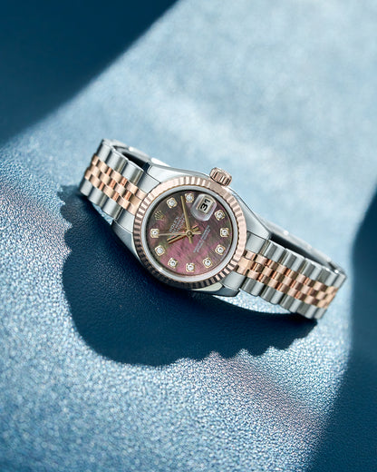 Rolex Lady Datejust 26 Two Tone Rose Gold Tahitian Mother Of Pearl Dial With Diamonds 179171 2009