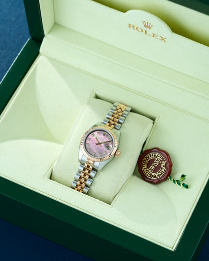 Rolex Lady Datejust 26 Two Tone Rose Gold Tahitian Mother Of Pearl Dial With Diamonds 179171 2009
