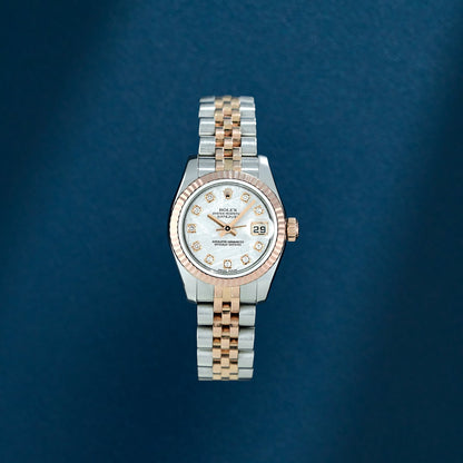 Rolex Lady Datejust 26 Two Tone Rose Gold Meteorite Dial With Diamonds 179171 2009