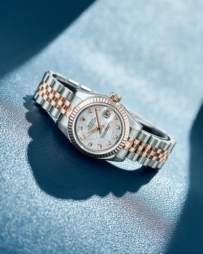 Rolex Lady Datejust 26 Two Tone Rose Gold Meteorite Dial With Diamonds 179171 2009