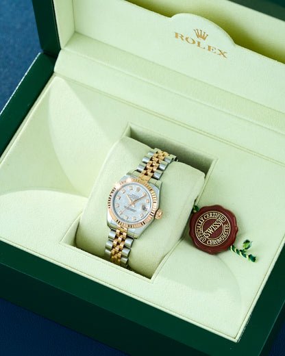 Rolex Lady Datejust 26 Two Tone Rose Gold Meteorite Dial With Diamonds 179171 2009