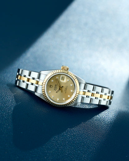 Tudor Princess Date Two Tone Yellow Gold Champagne Dial With Diamonds 92413